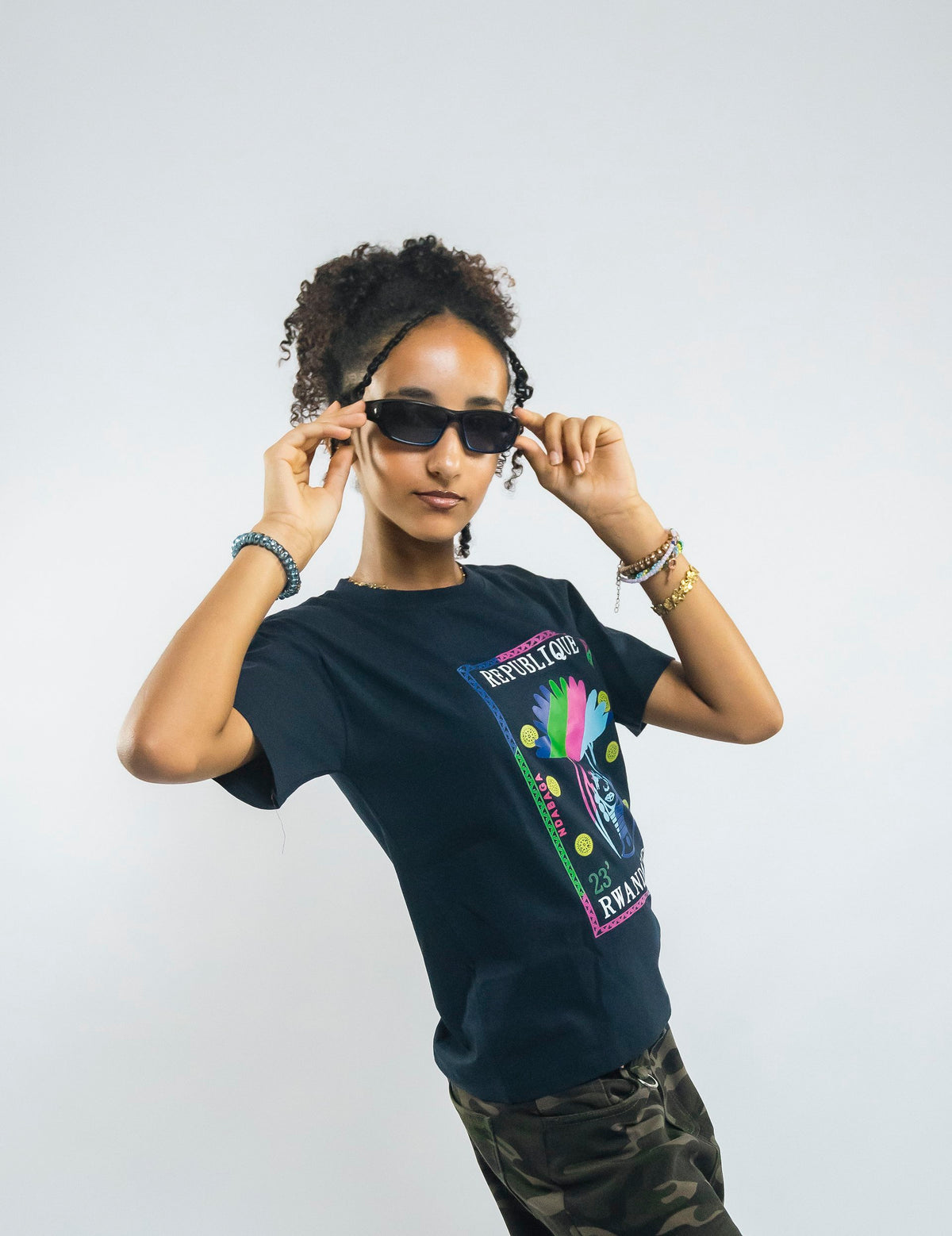 Navy Blue Multicoloured KID Stamp Tee