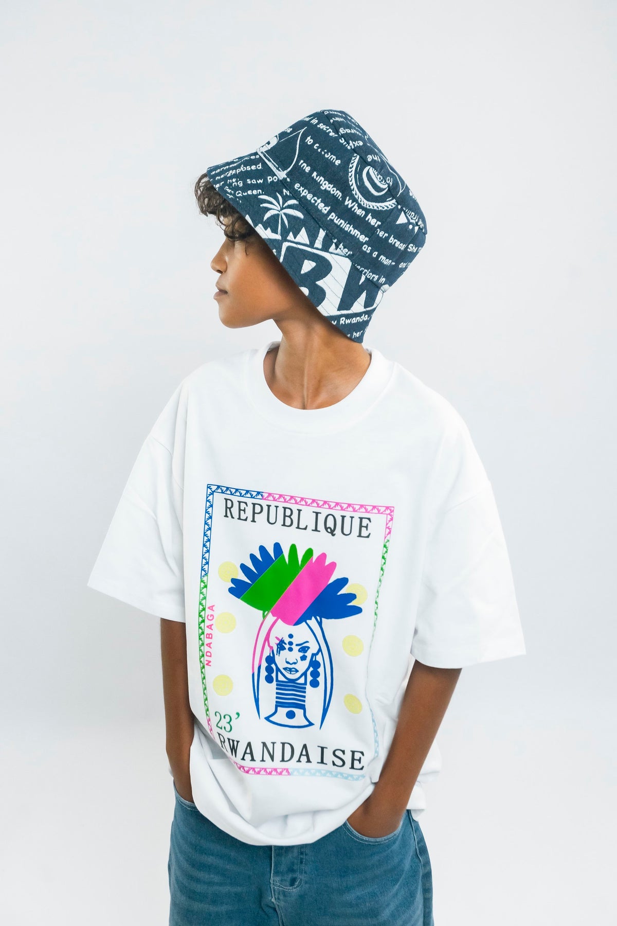 White Multicoloured KID Stamp Tee