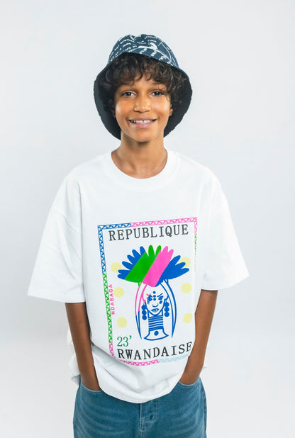 White Multicoloured KID Stamp Tee