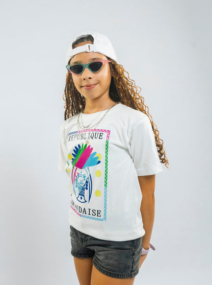 White Multicoloured KID Stamp Tee