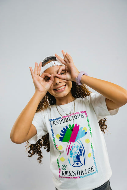 White Multicoloured KID Stamp Tee