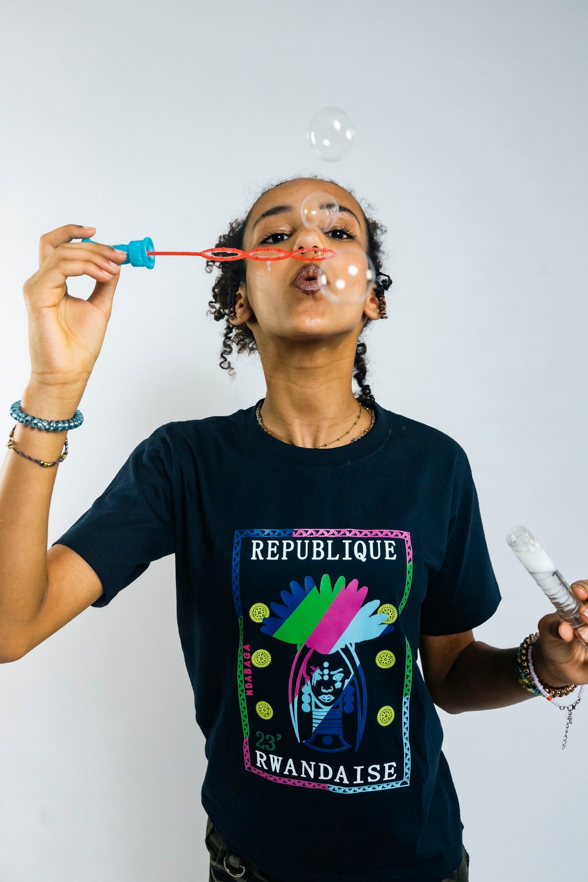 Navy Blue Multicoloured KID Stamp Tee